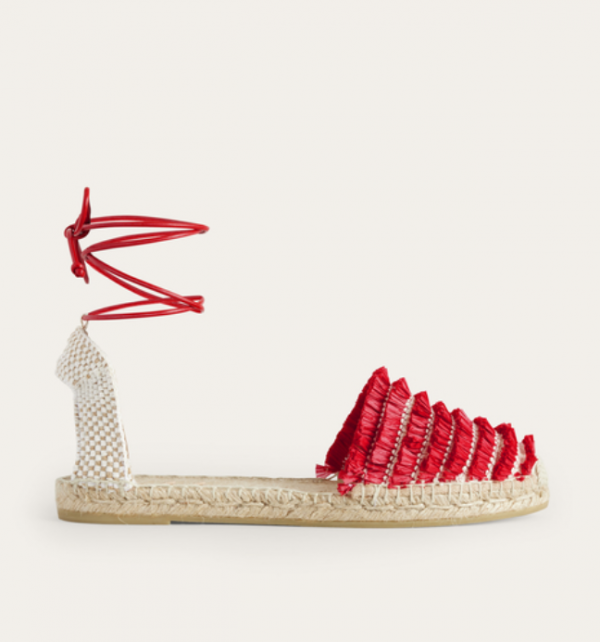 Espadril dengan Detail Pergelangan Kaki Berponi